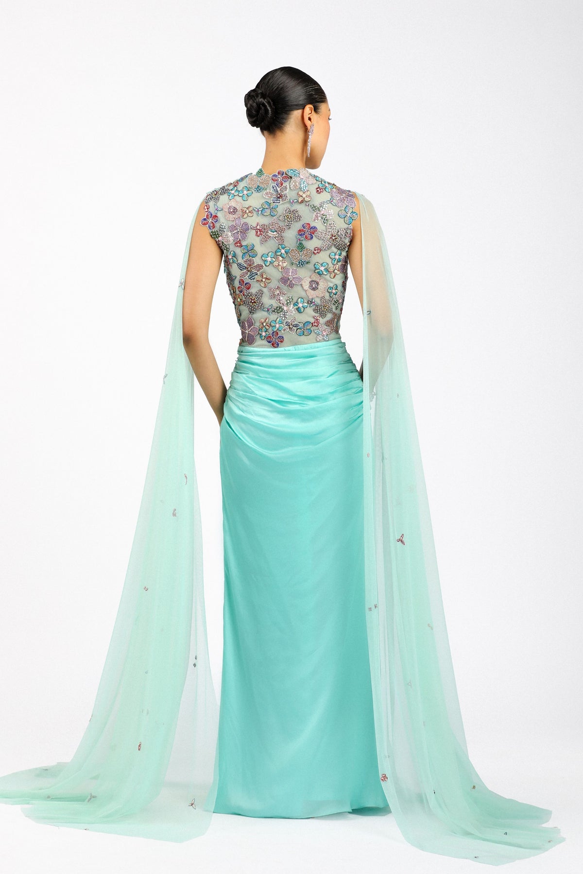 Vivelise Satin Ruffled Gown