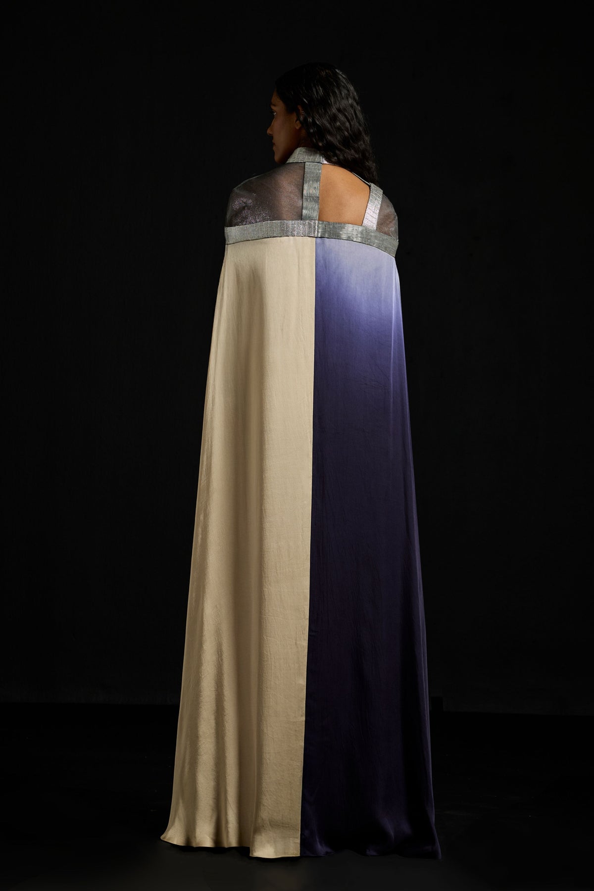 Gold & Navy Asymmetric Kaftan