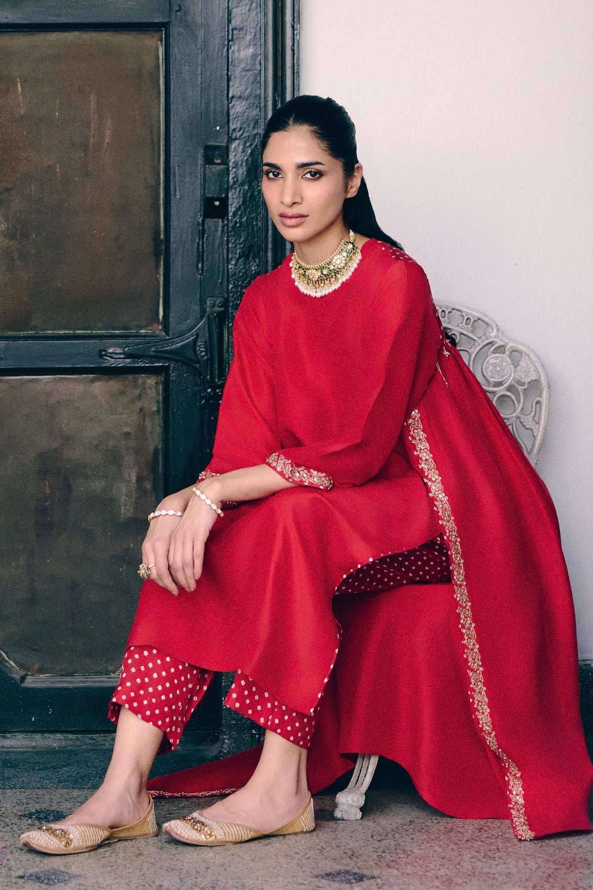 Whispers Bandhani Kurta Set