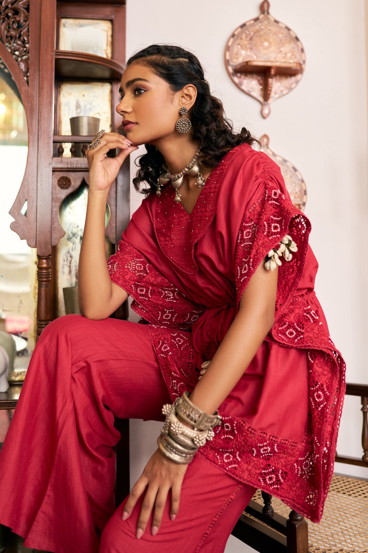 Ruby Cutwork Co-ord Set