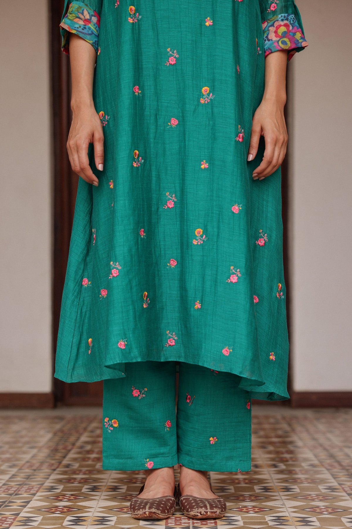 Teal Bloom Tunic Set