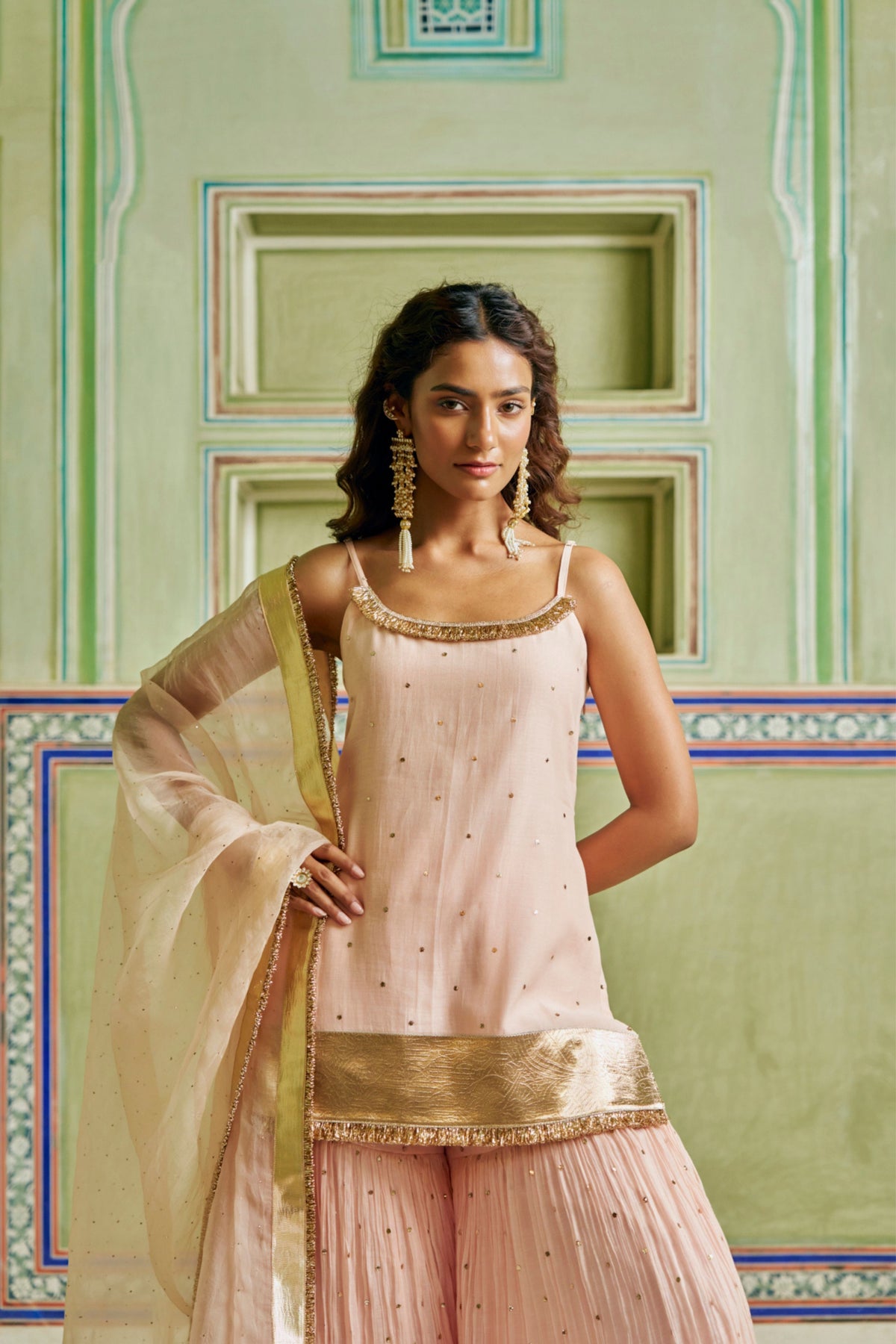 Vintage Blush Spaghetti Sharara Set