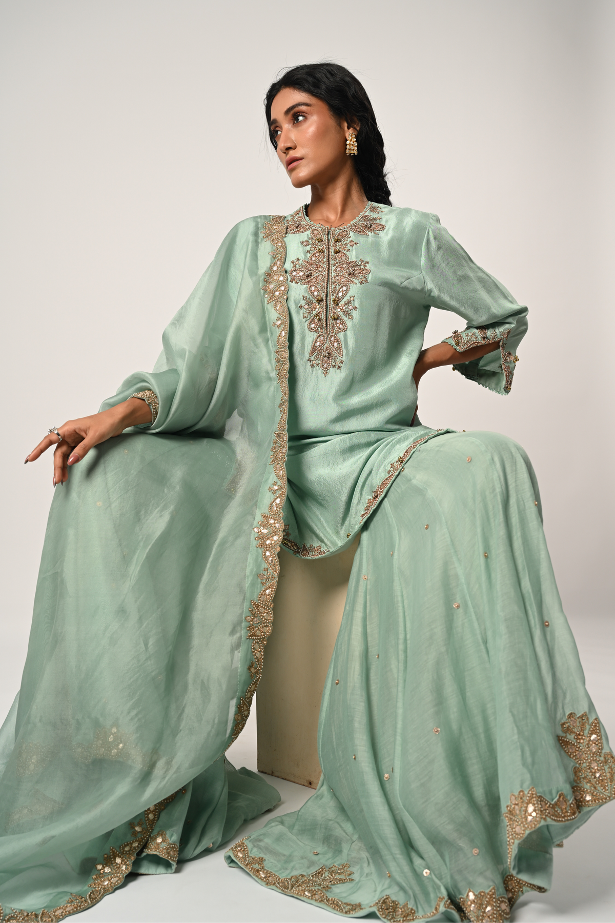 Powder Blue Sharara Set