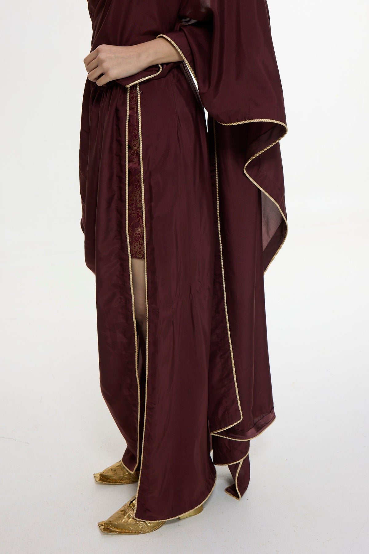 Chestnut Mashroo Silk Drape Saree