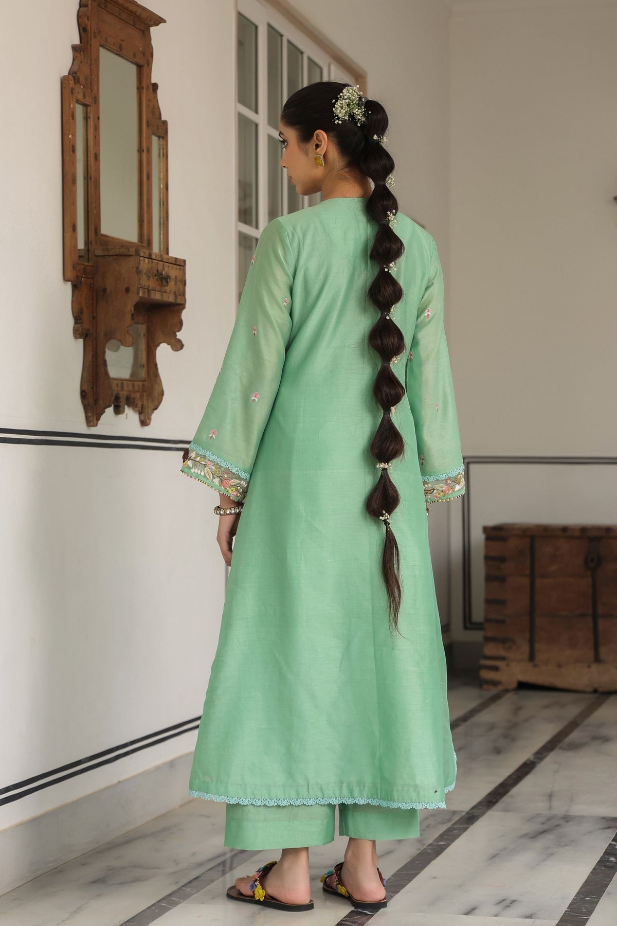 Gulzar Green Choker Neck Kurta Set
