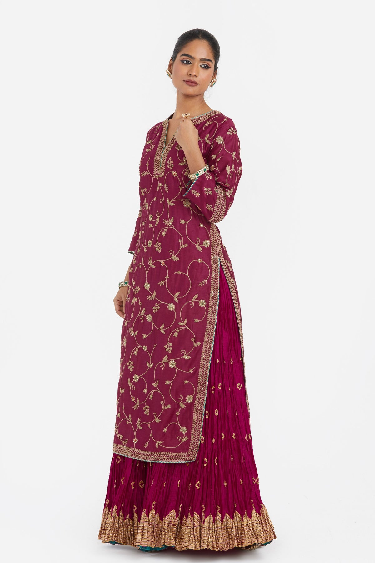 Chanderi Red Lehenga Set