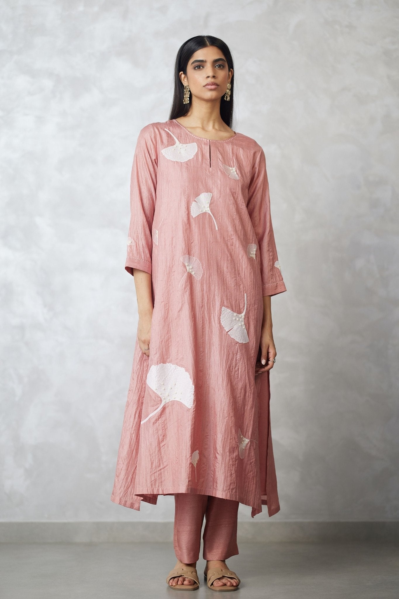 Old Rose Straight Kurta Set - Nachiket Barve - Elahe