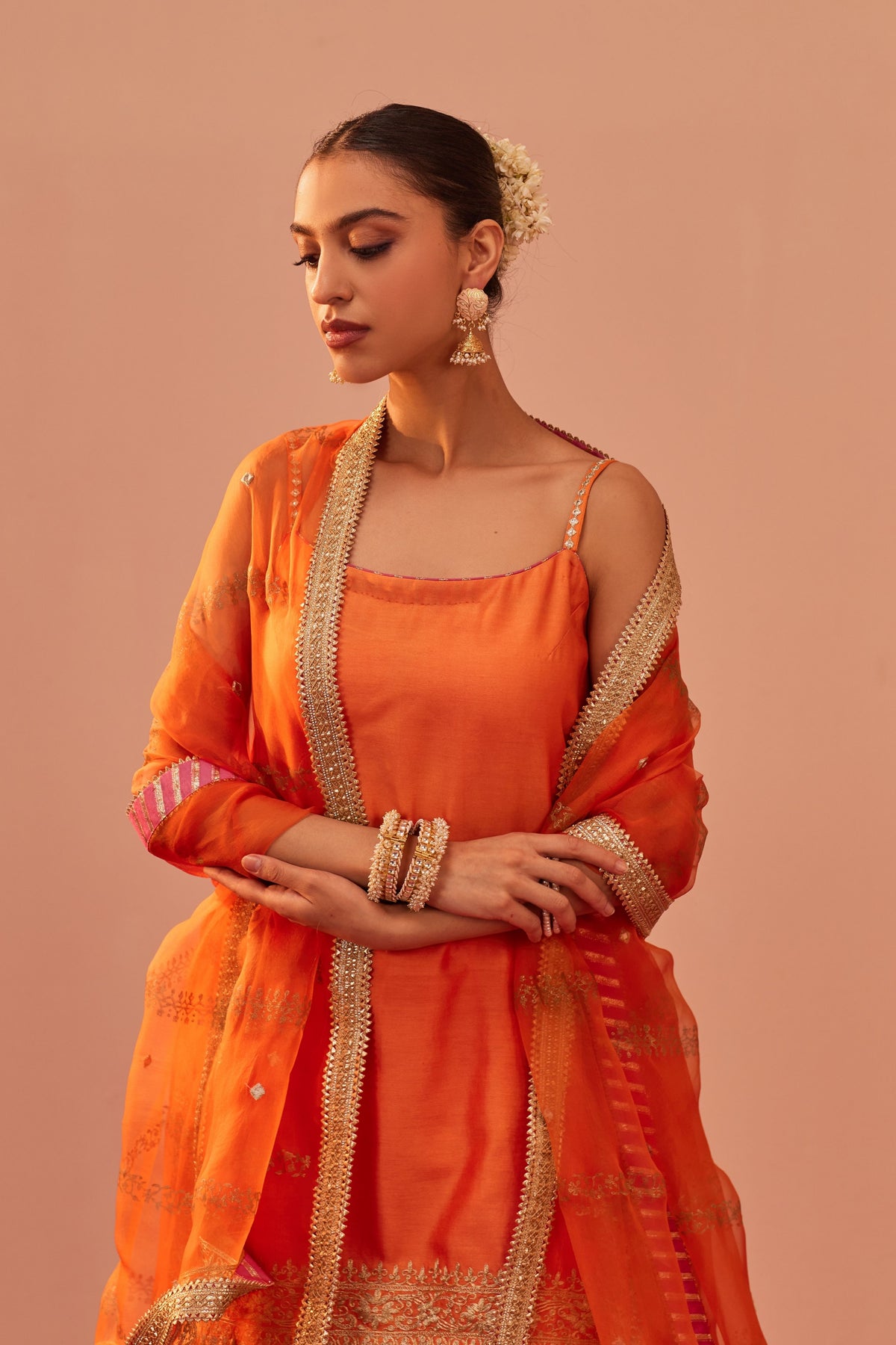 Yasmin Orange Straps Kurta Set