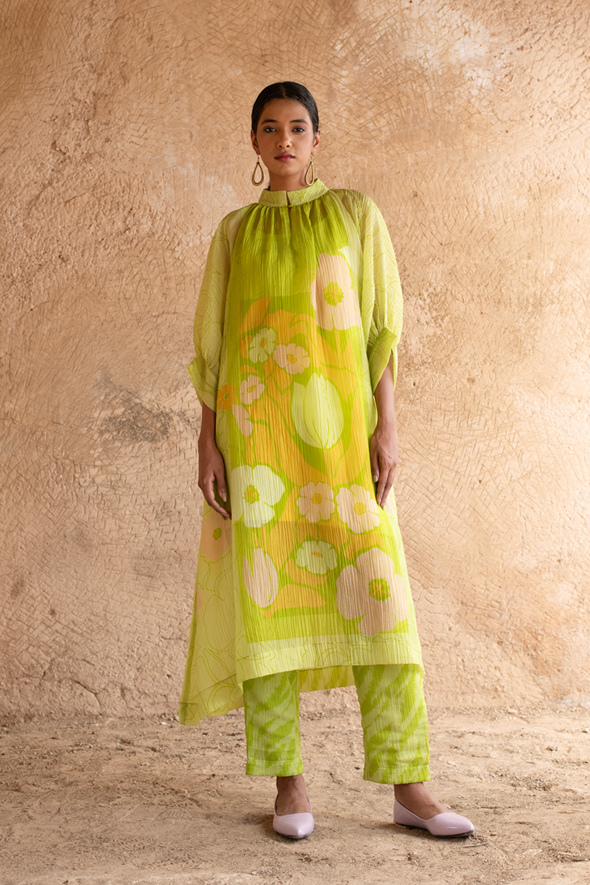 Lime Green A-line Kurta Set