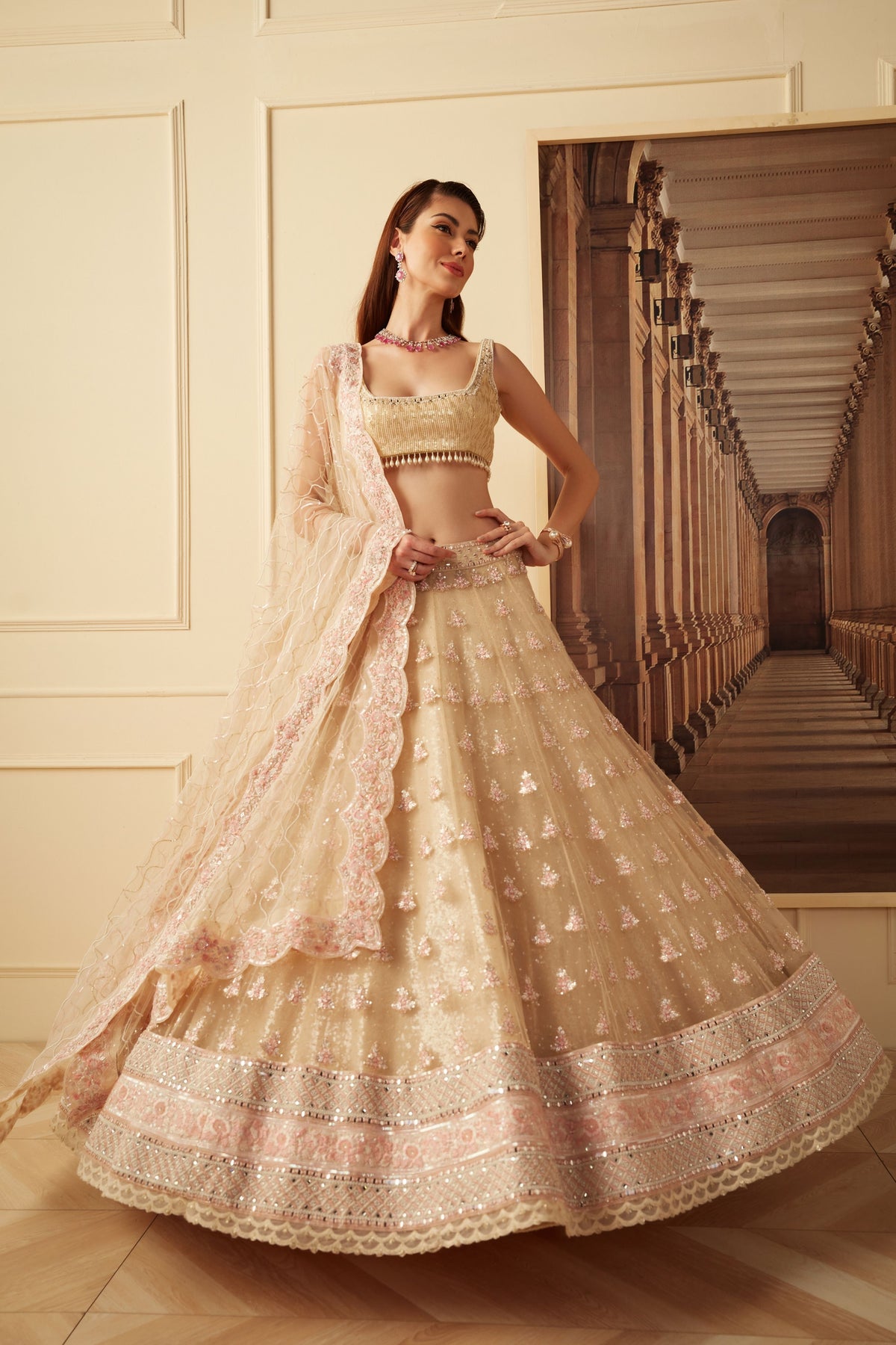Gold Sequin Lehenga Set