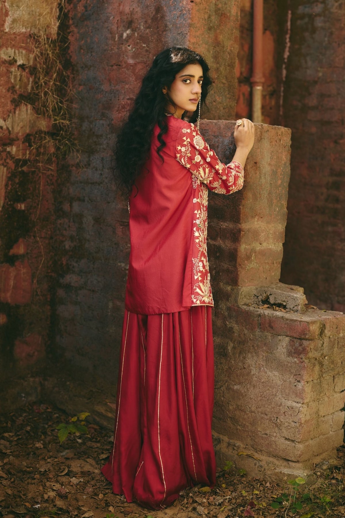 Laalsaravaya Jacket and Sharara