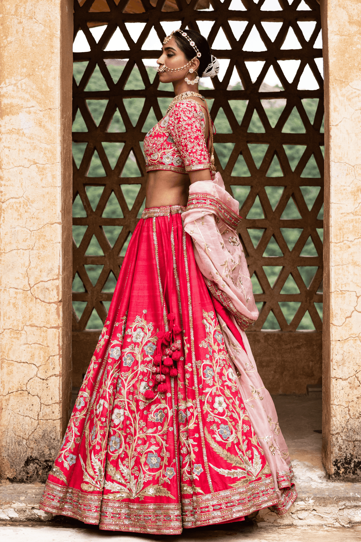 Classical Raw Silk Wedding Lehenga