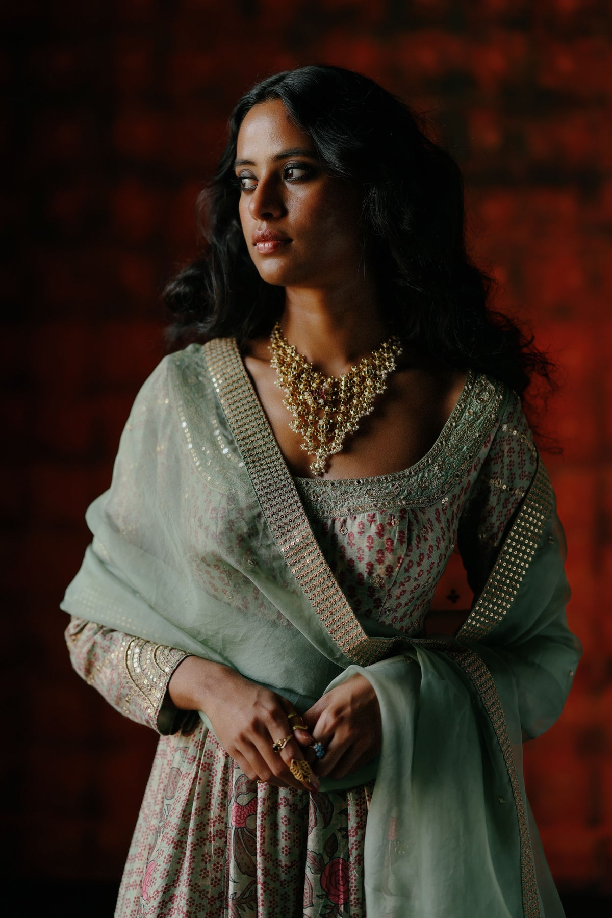 Mint Anarkali Set