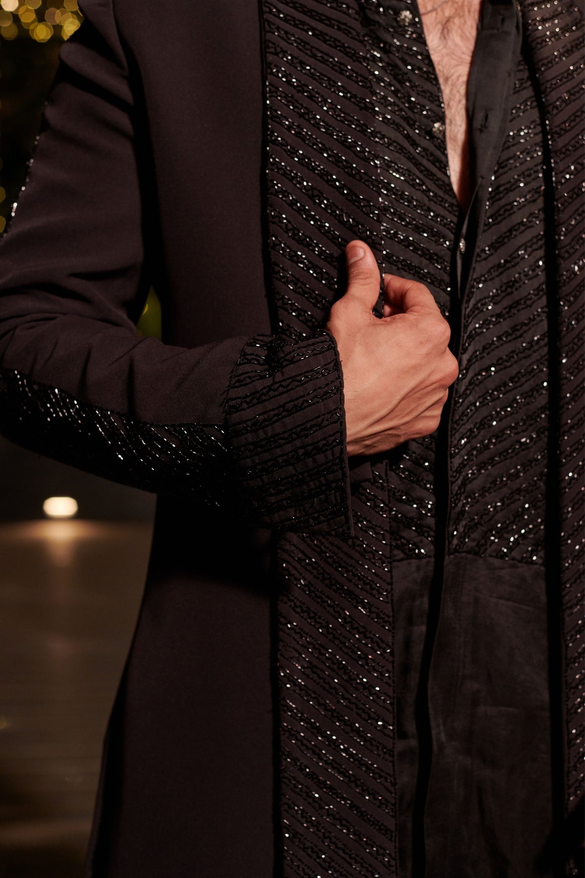 Jet Black Mens Kurta Set