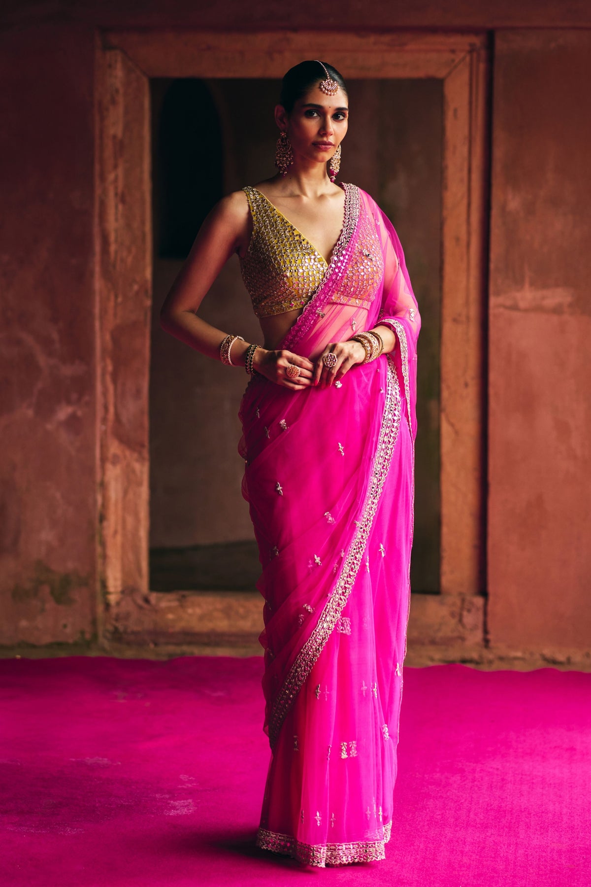 Rani Net Saree Set