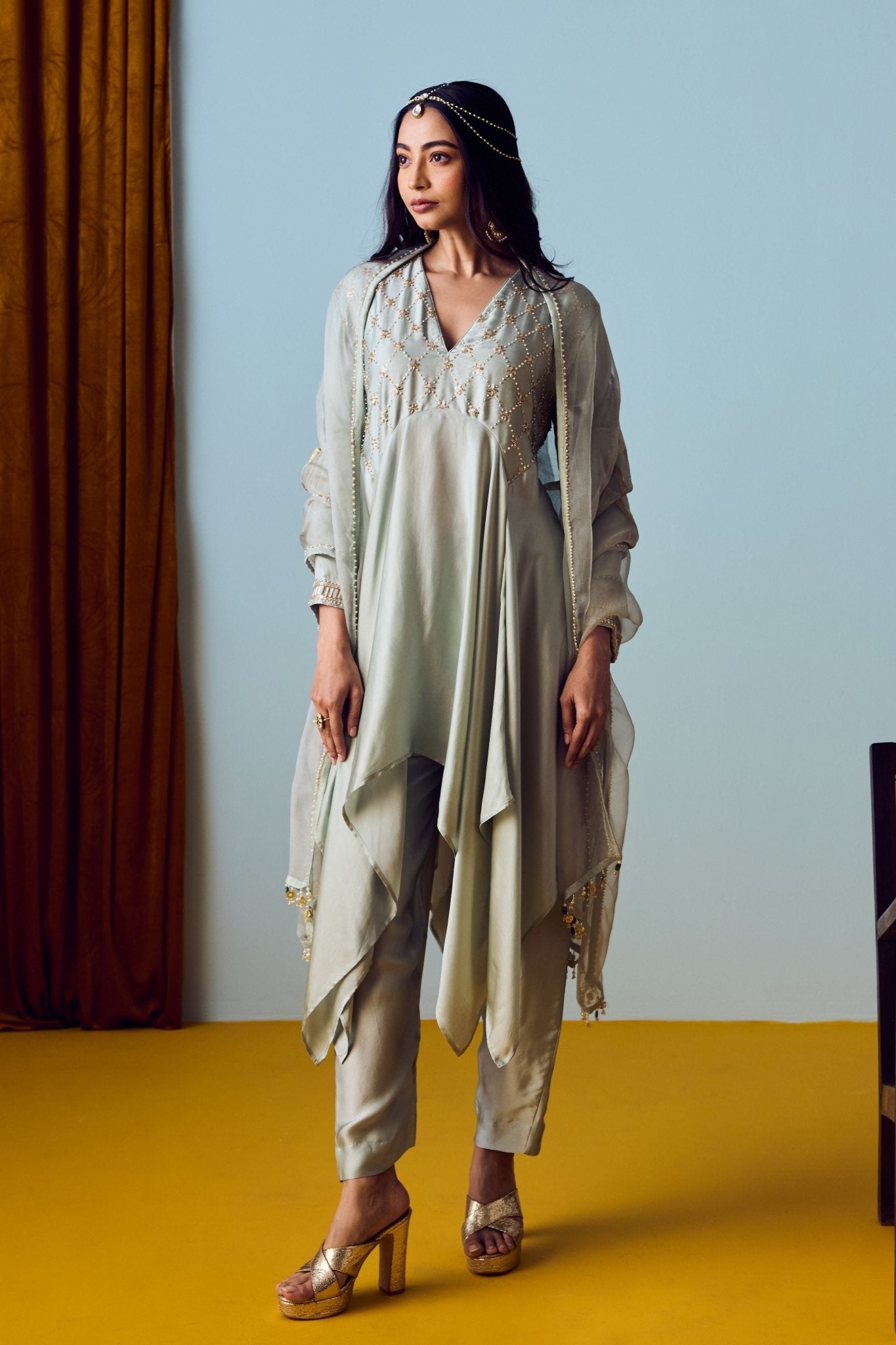 Sureen Sage Green Kurta Set - Prahnaaya - Elahe
