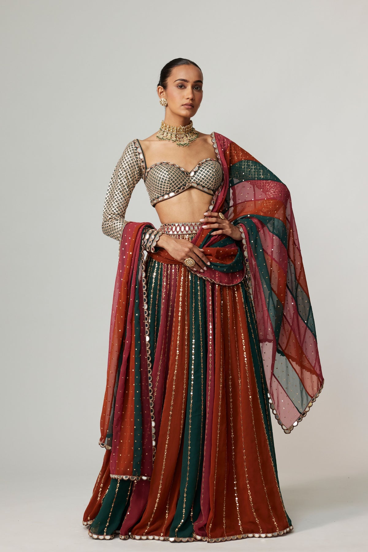 Cranberry Lehenga Pant Set