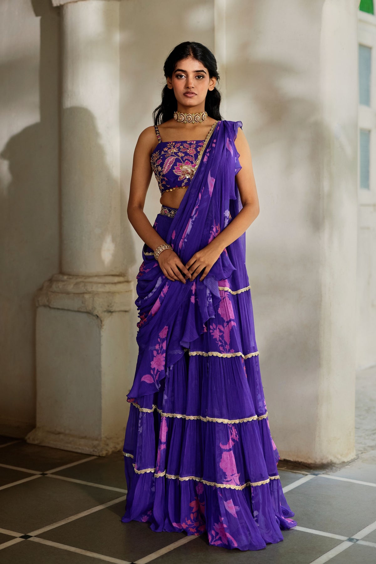 Opal Saree Set - Grape