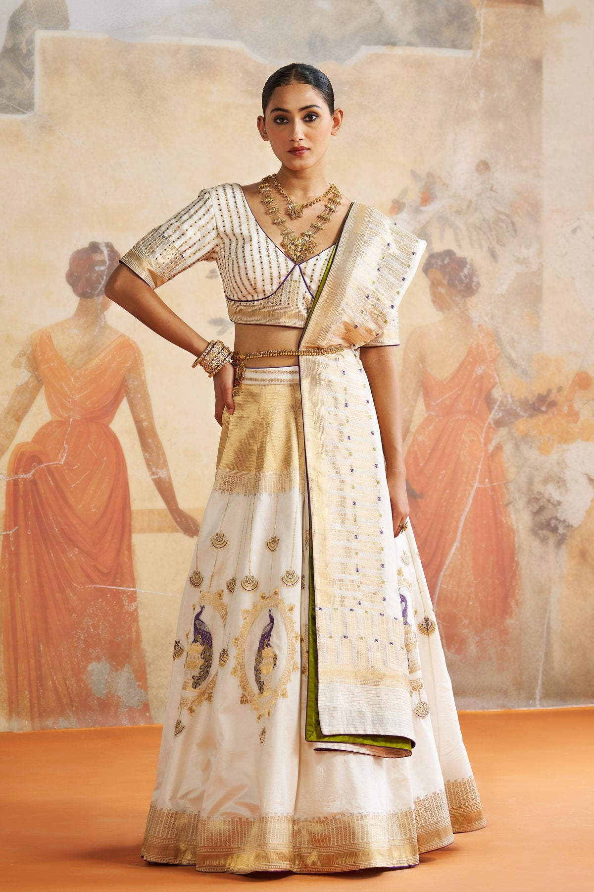 Ivory Banarasi Lehenga Set