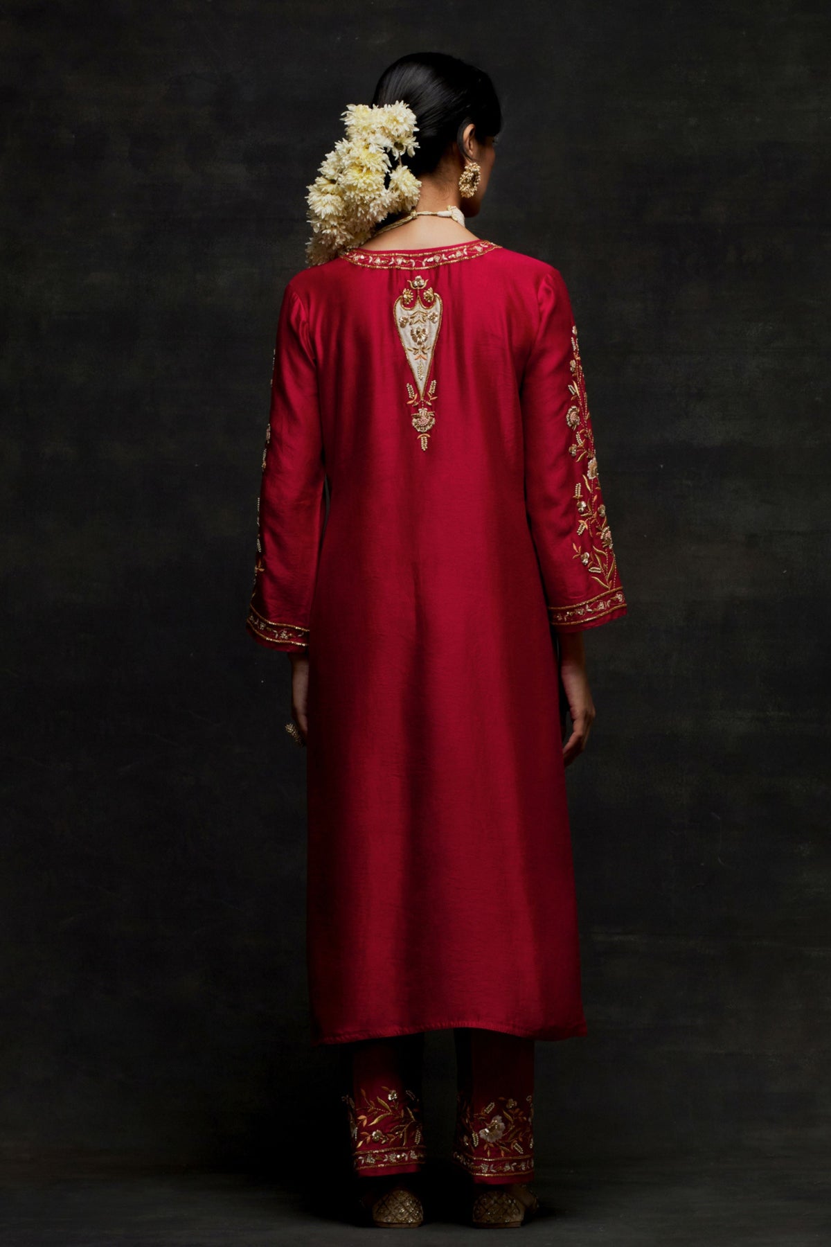 Red Placket Kurta Set