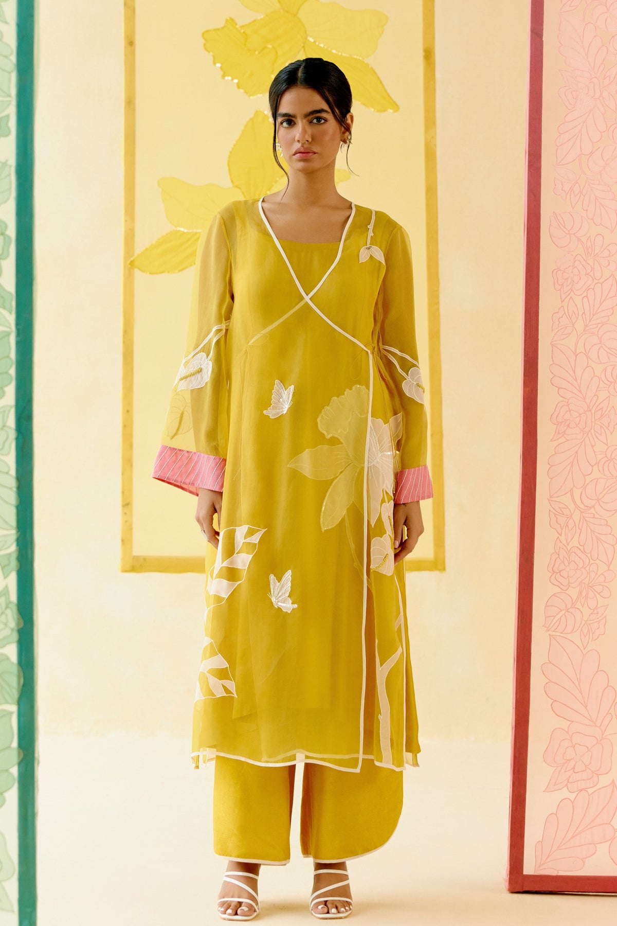 Mustard Applique Kurta Set