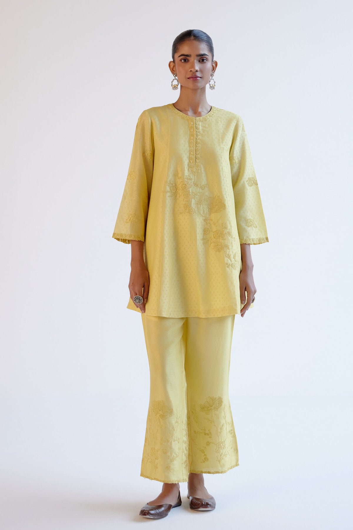 Lemon Yellow Short Kurta Set
