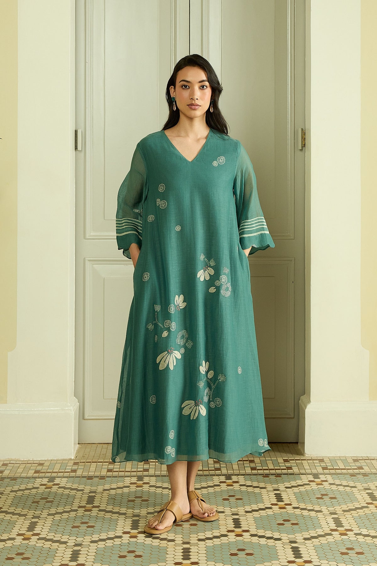 Emerald Applique Dress