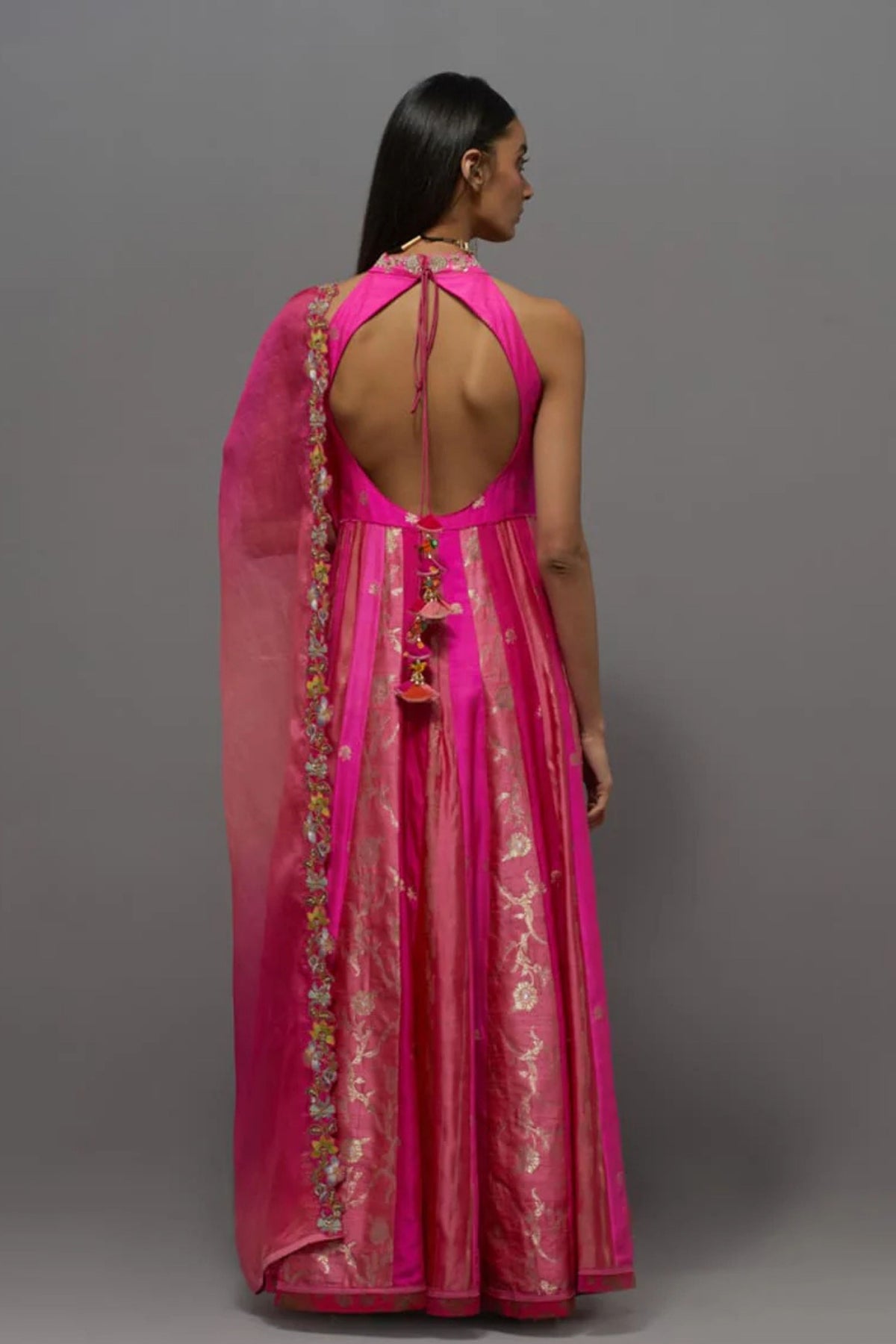 Fuchsia Embellished Anarkali Set