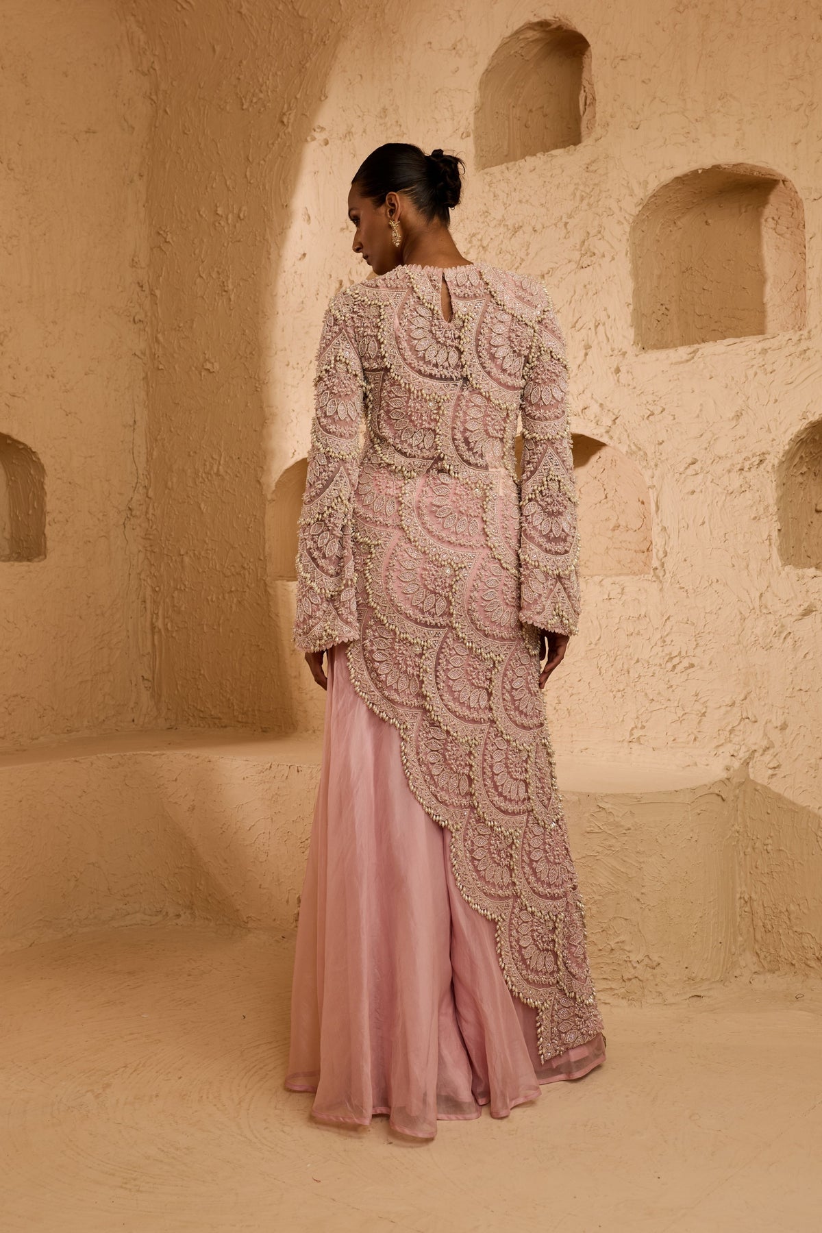 Alina Asymmetric Sharara Set