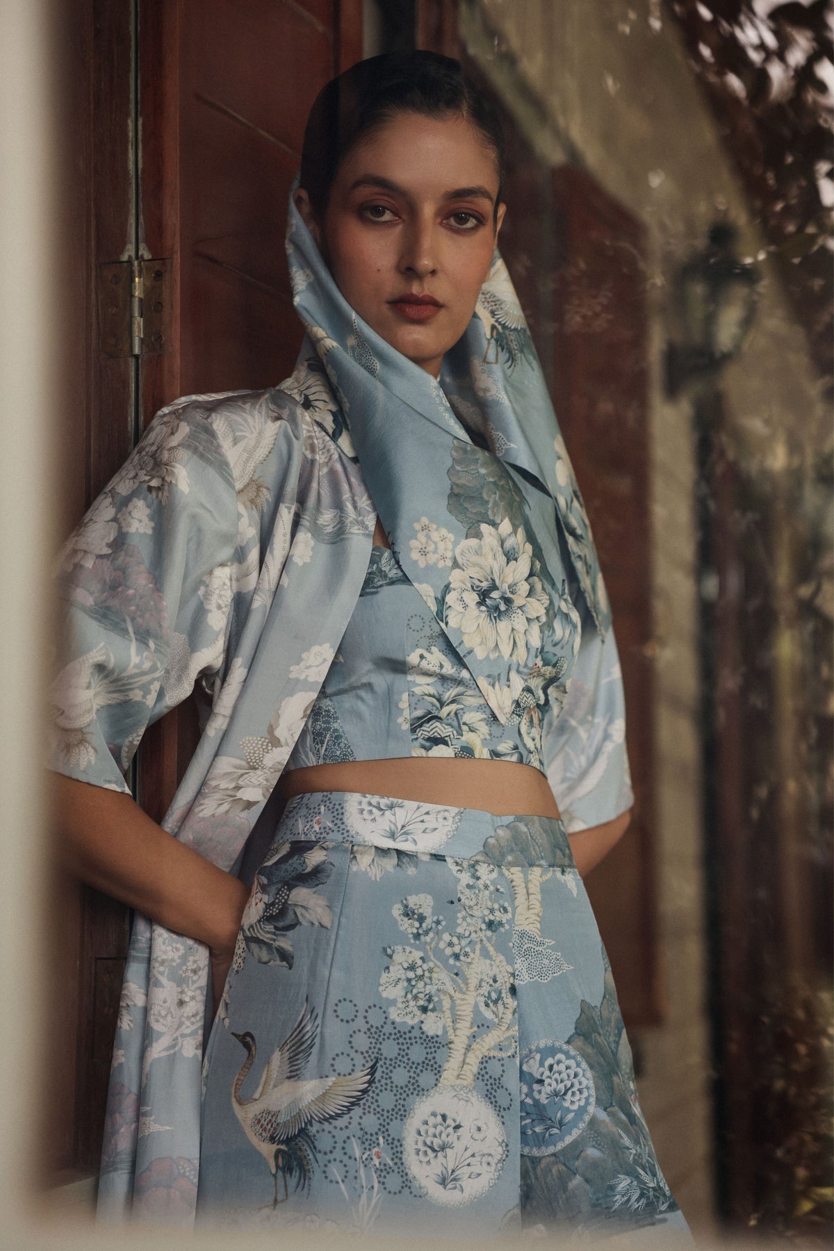 Blue Residue Jacket Set
