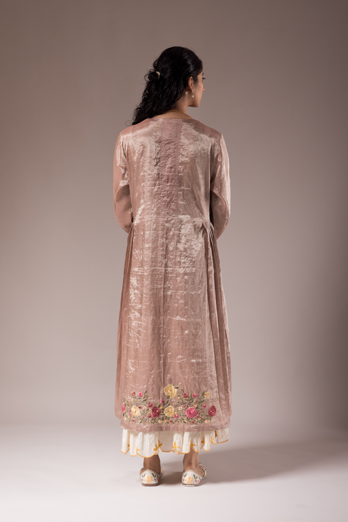 Gold Dress With Side Pleats