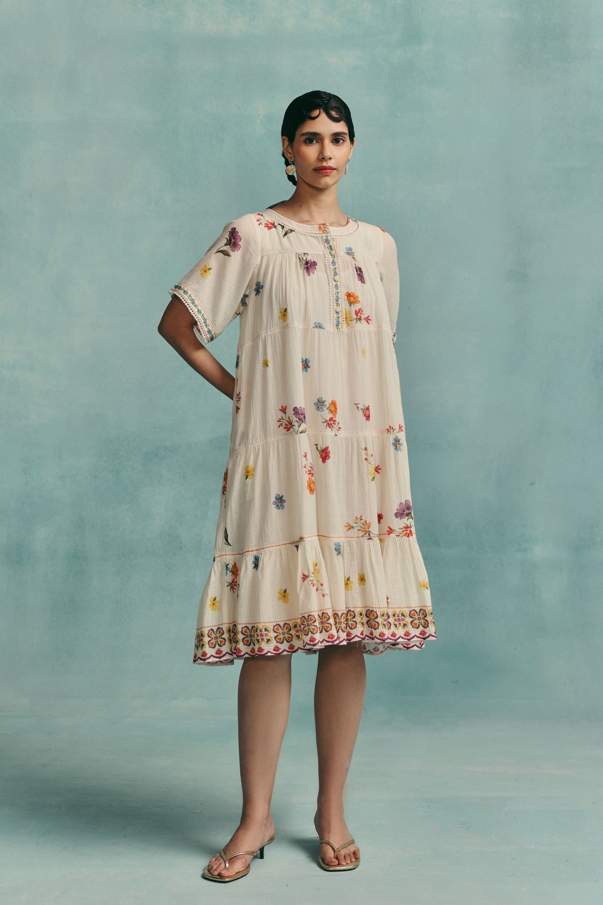 Daisy Ecru Tiered Dress