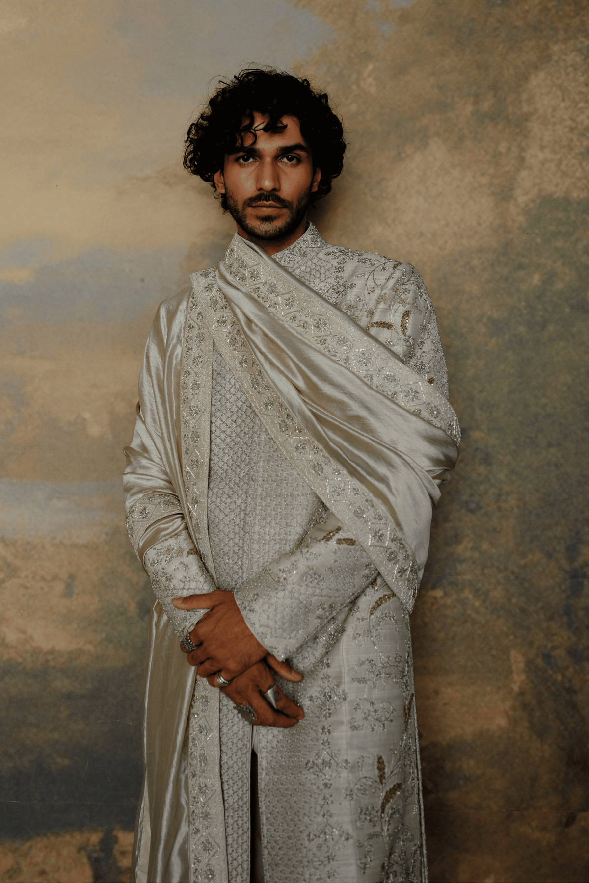 Beige Sherwani Set
