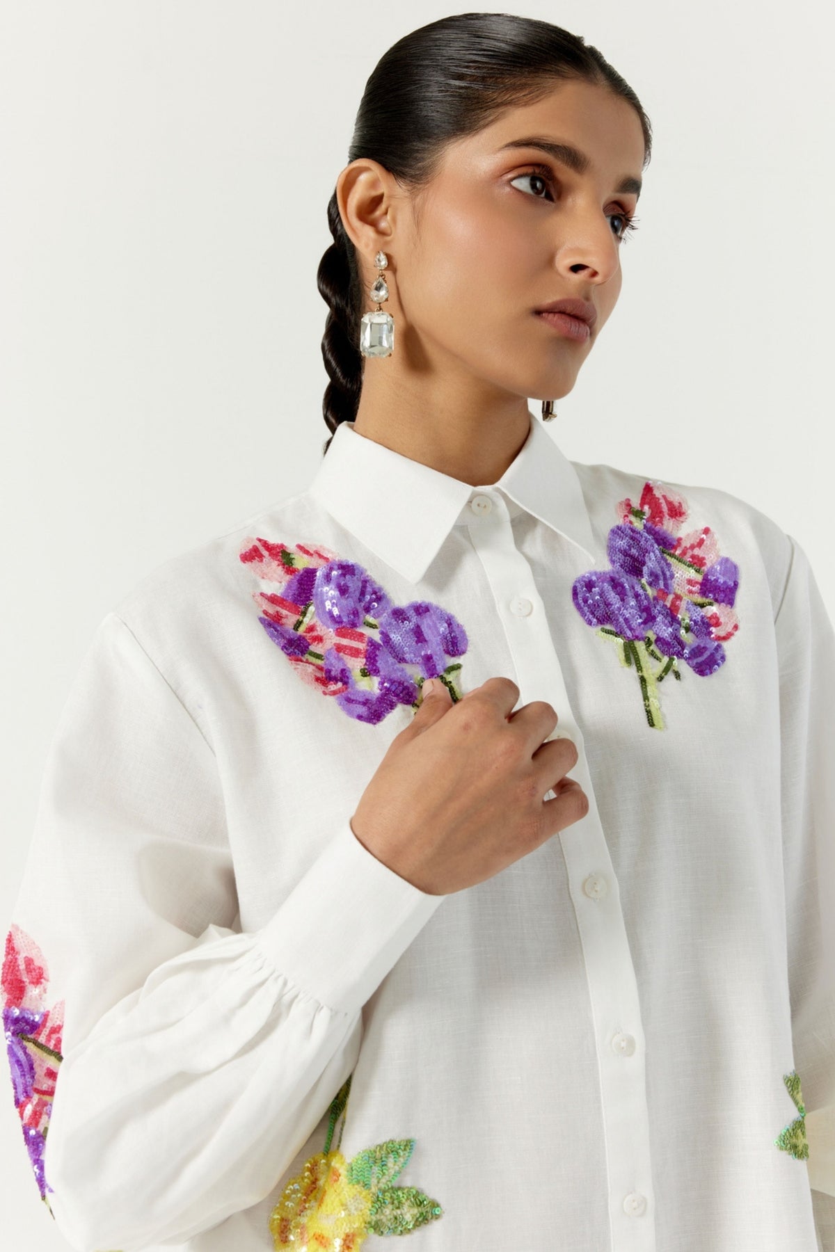 White Botanical Dress