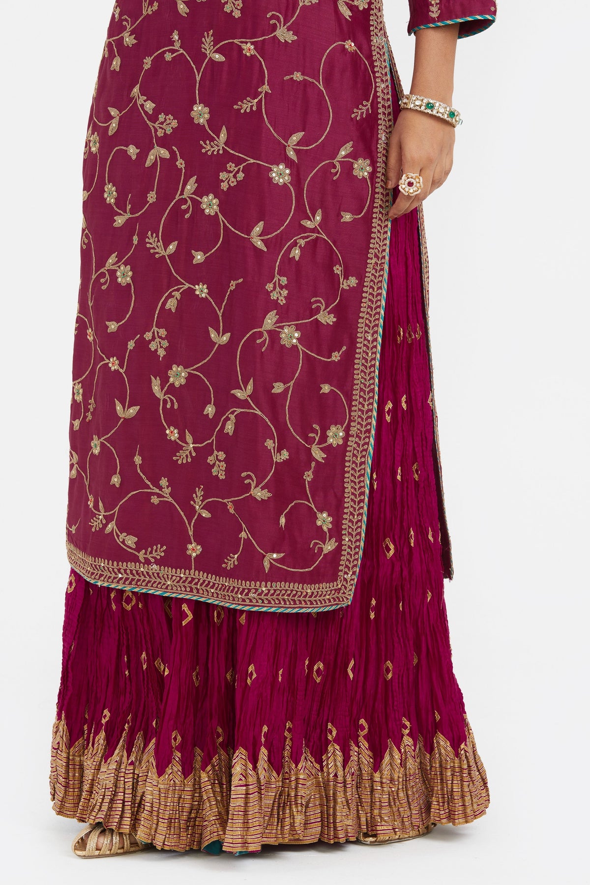 Chanderi Red Lehenga Set