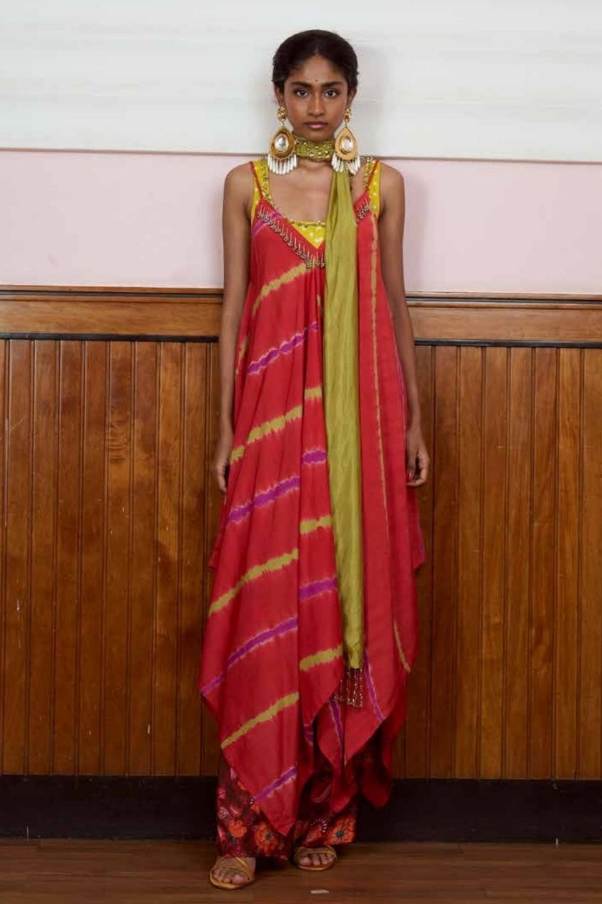 Waheeda Coral Hankerchief Kurta Set