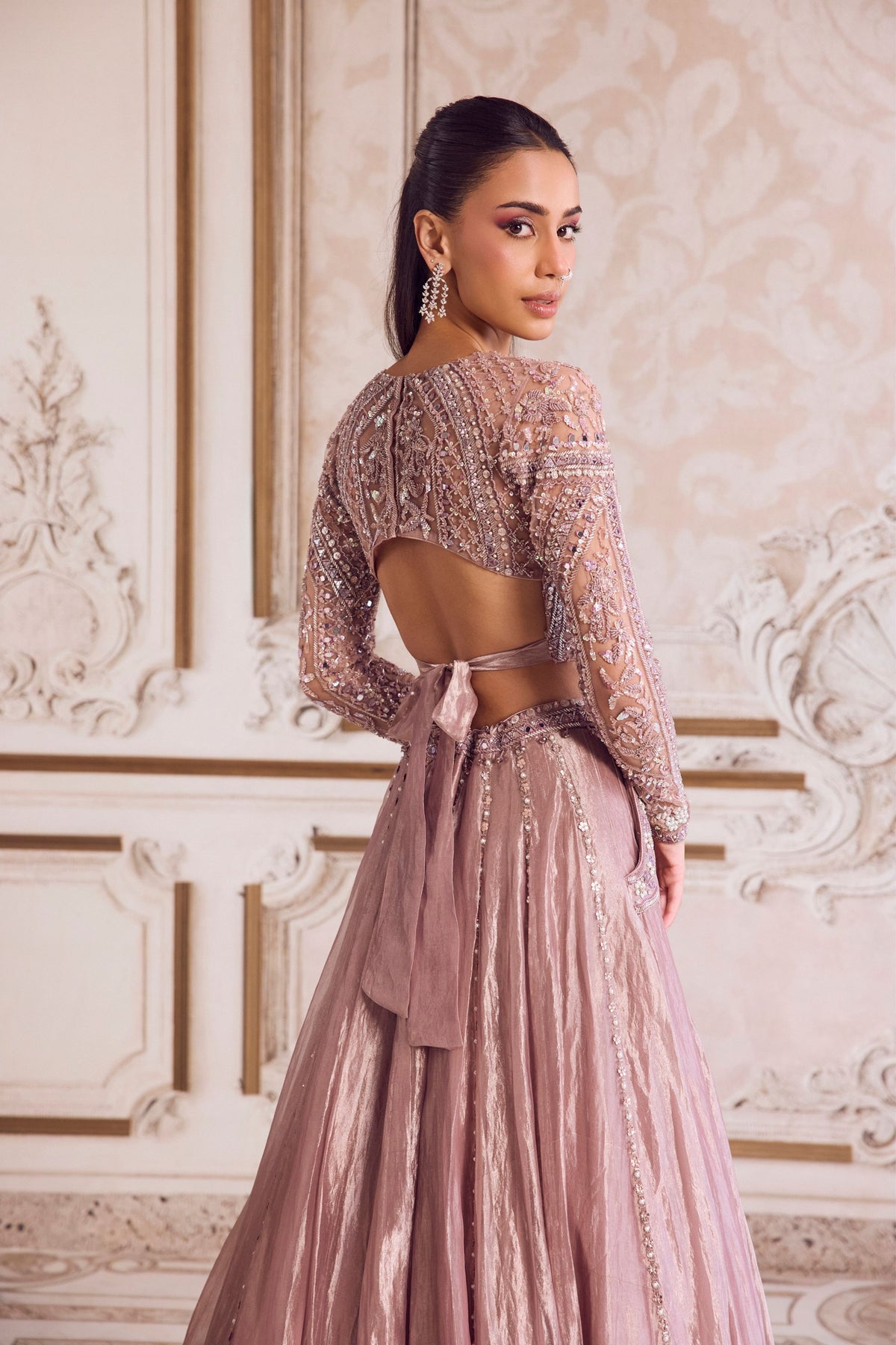 Champagne Tissue Lehenga