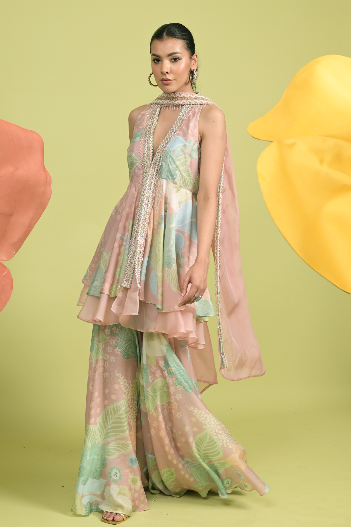 Misty Rose Sharara Set