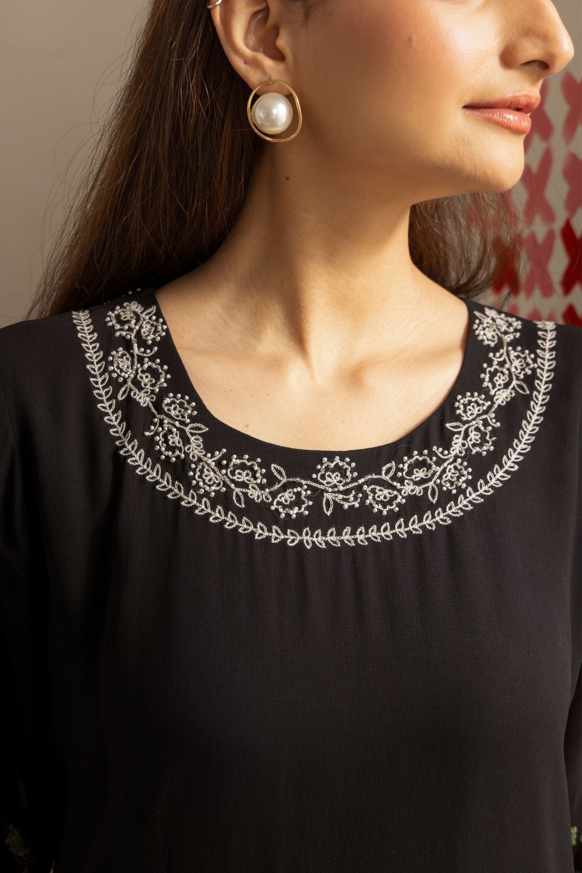 Black Beige Harmony Tunic Set