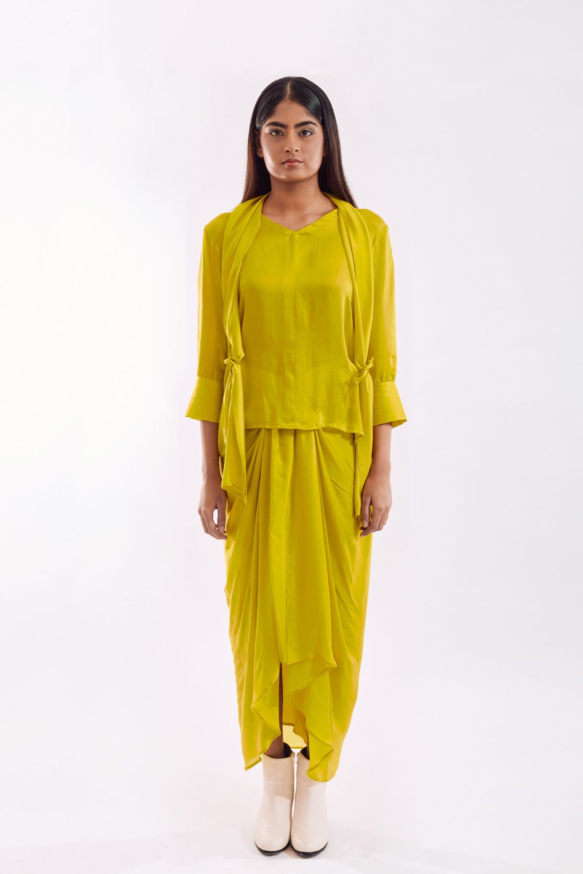 Lime Side Tie Co-ord Set