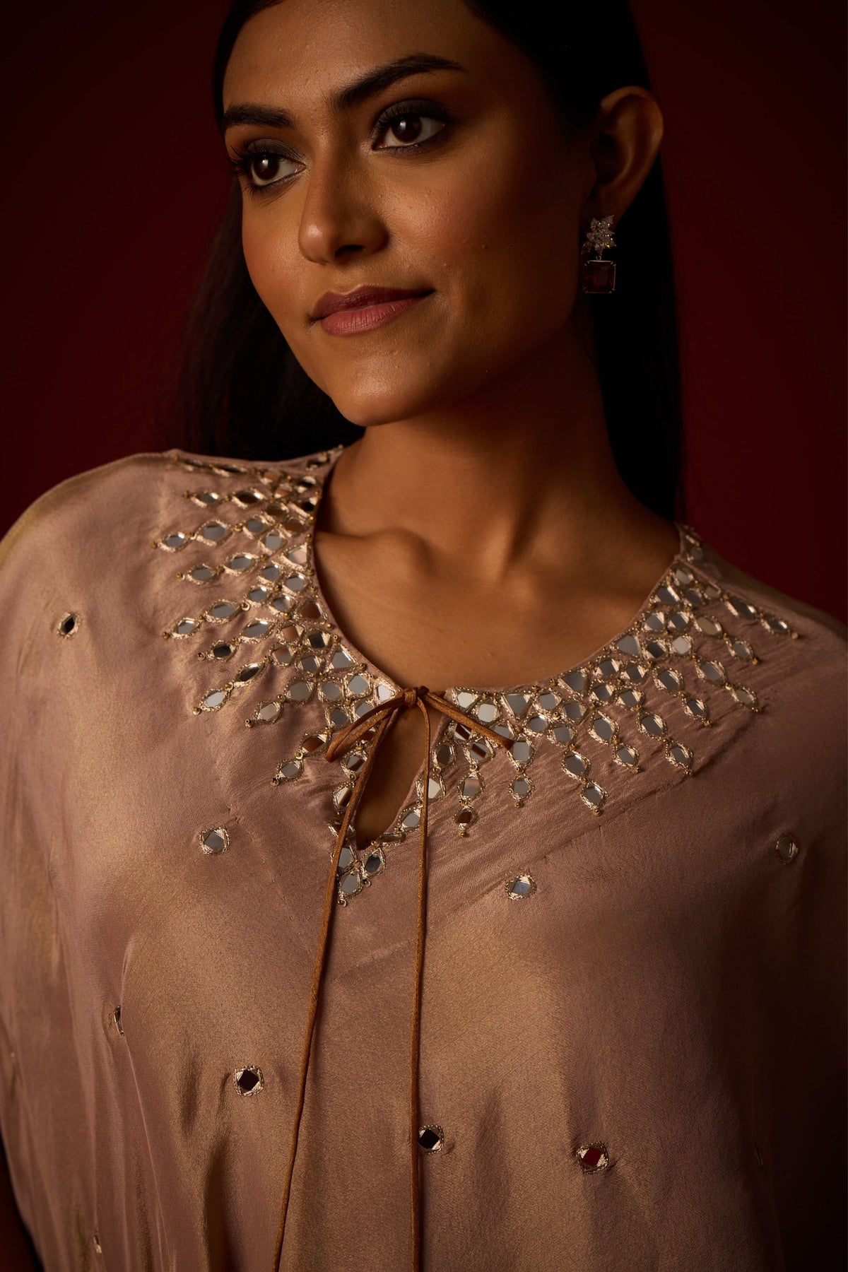 Antique Silver Mirror Work Round Cape Set