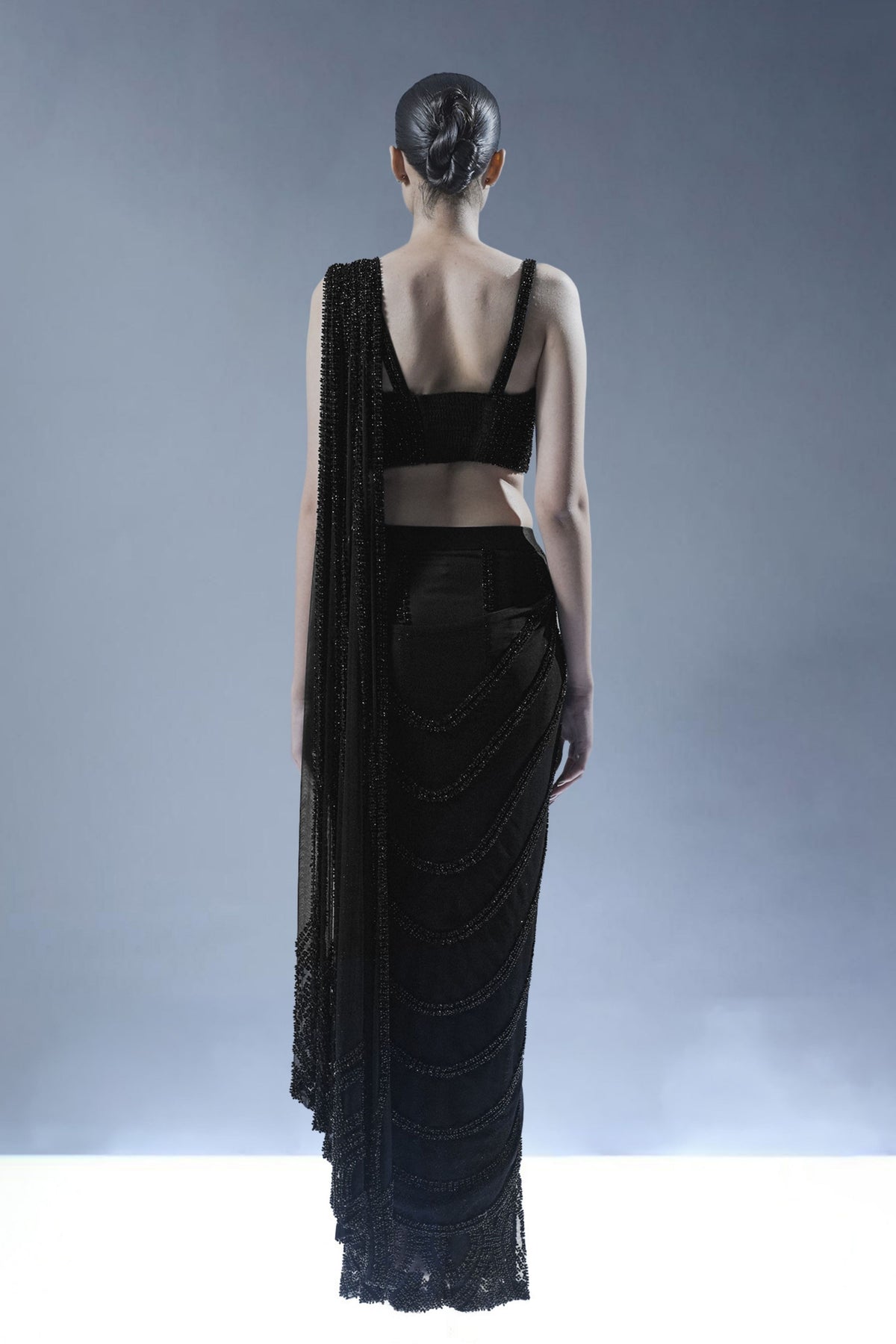 Midnight Opulence Pre-Stitched Saree