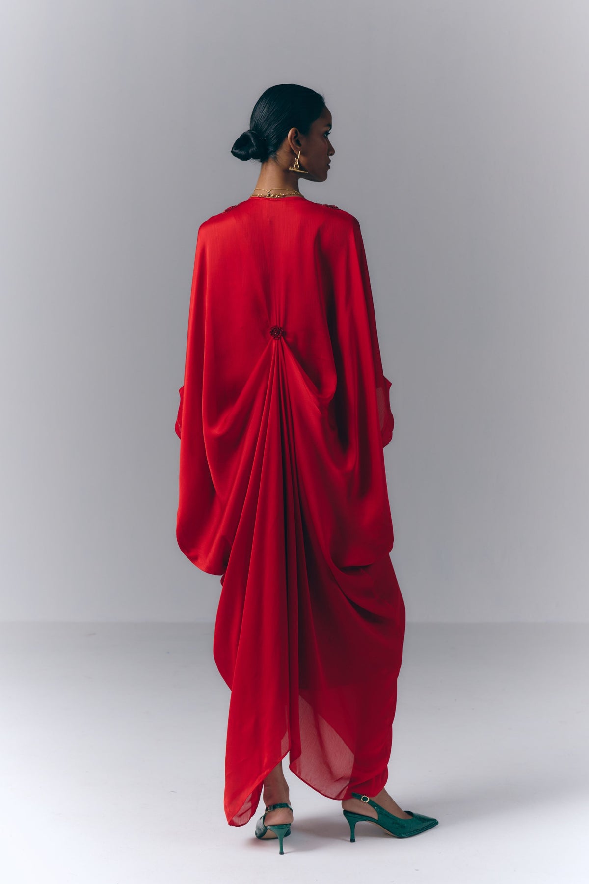 Crimson Draped Kaftan