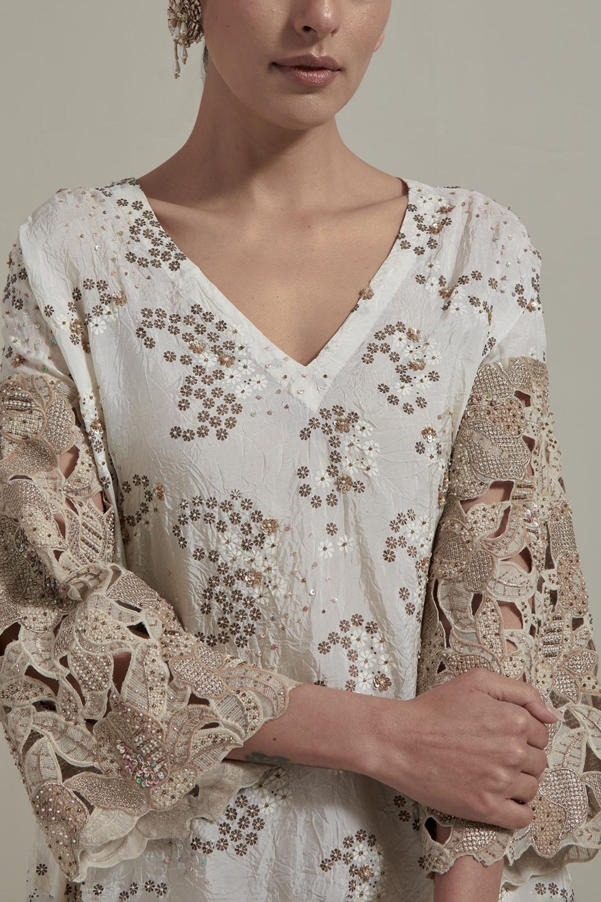 Pink Cutwork Sleeve Kurta Set
