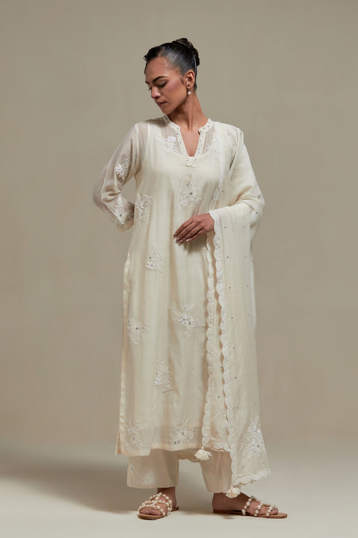 Off White Cotton Dupatta
