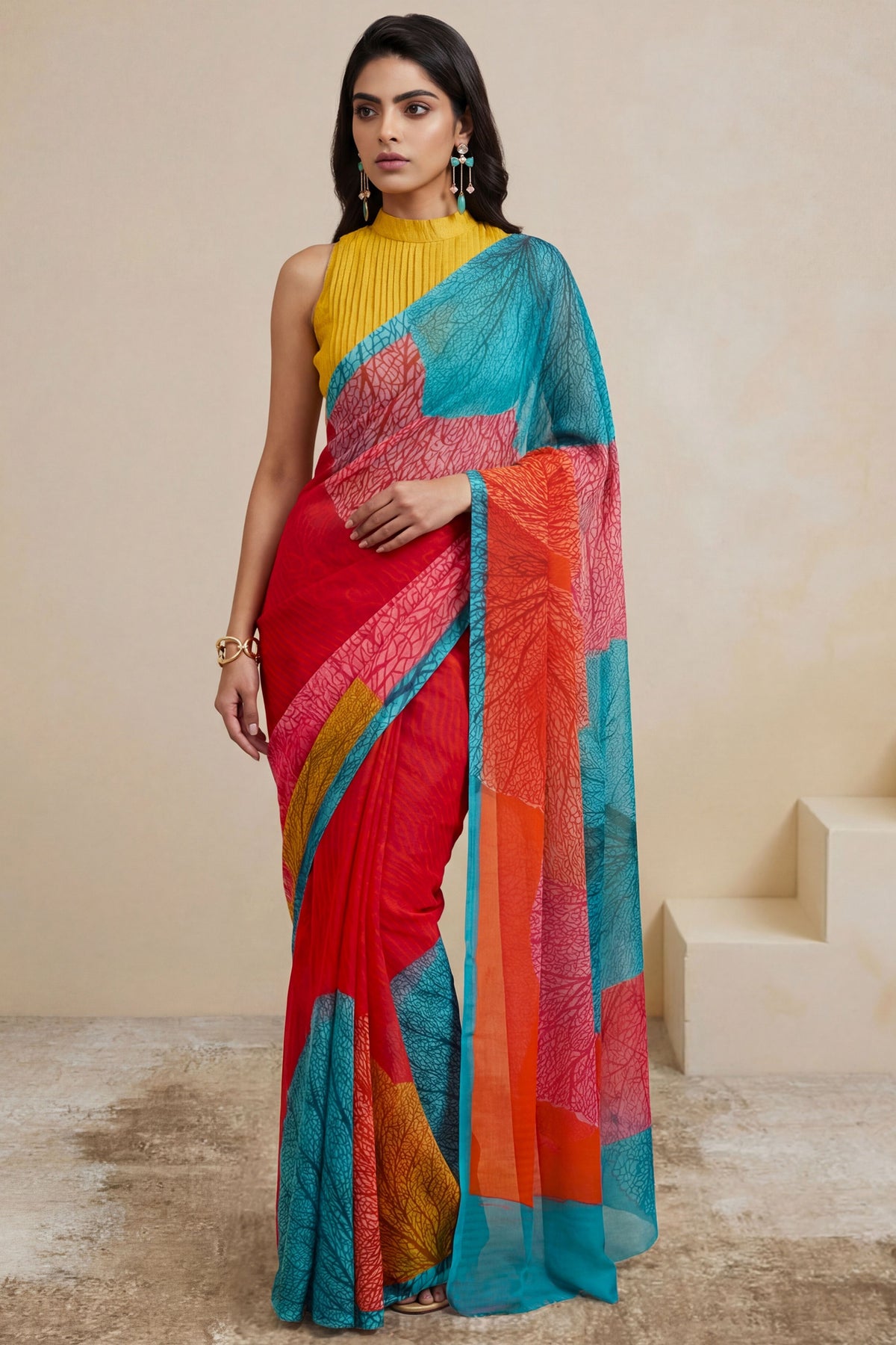 Coral Sun Saree