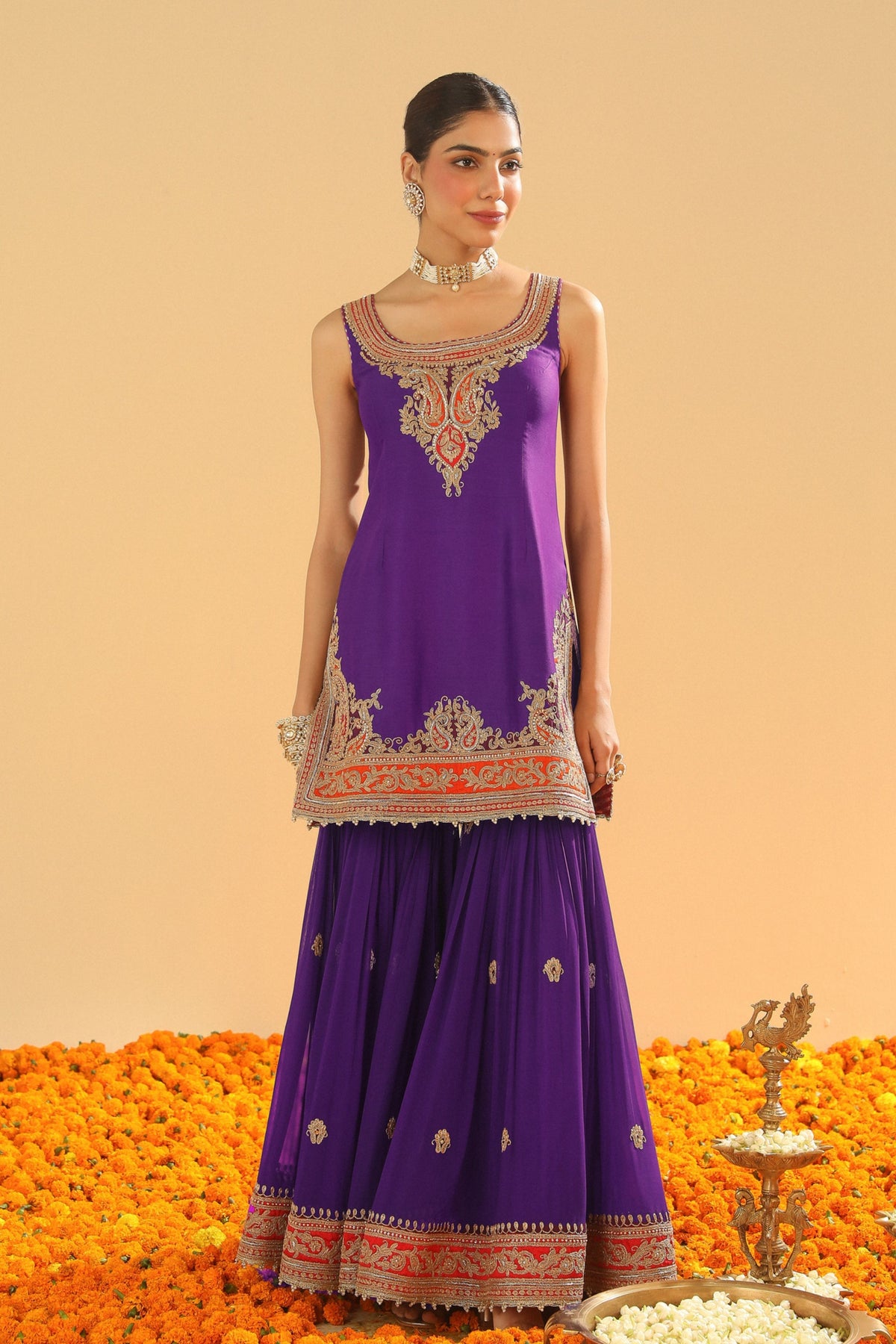 Purple Kurta Sharara Set