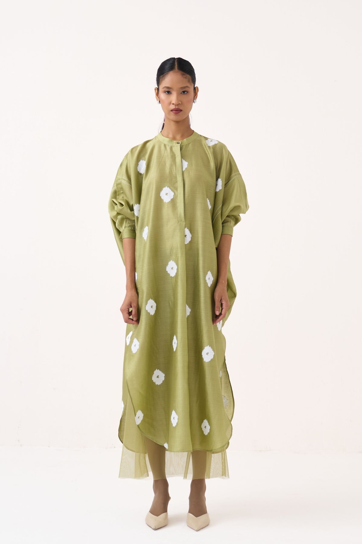 Block Print Bat Sleeve Dress