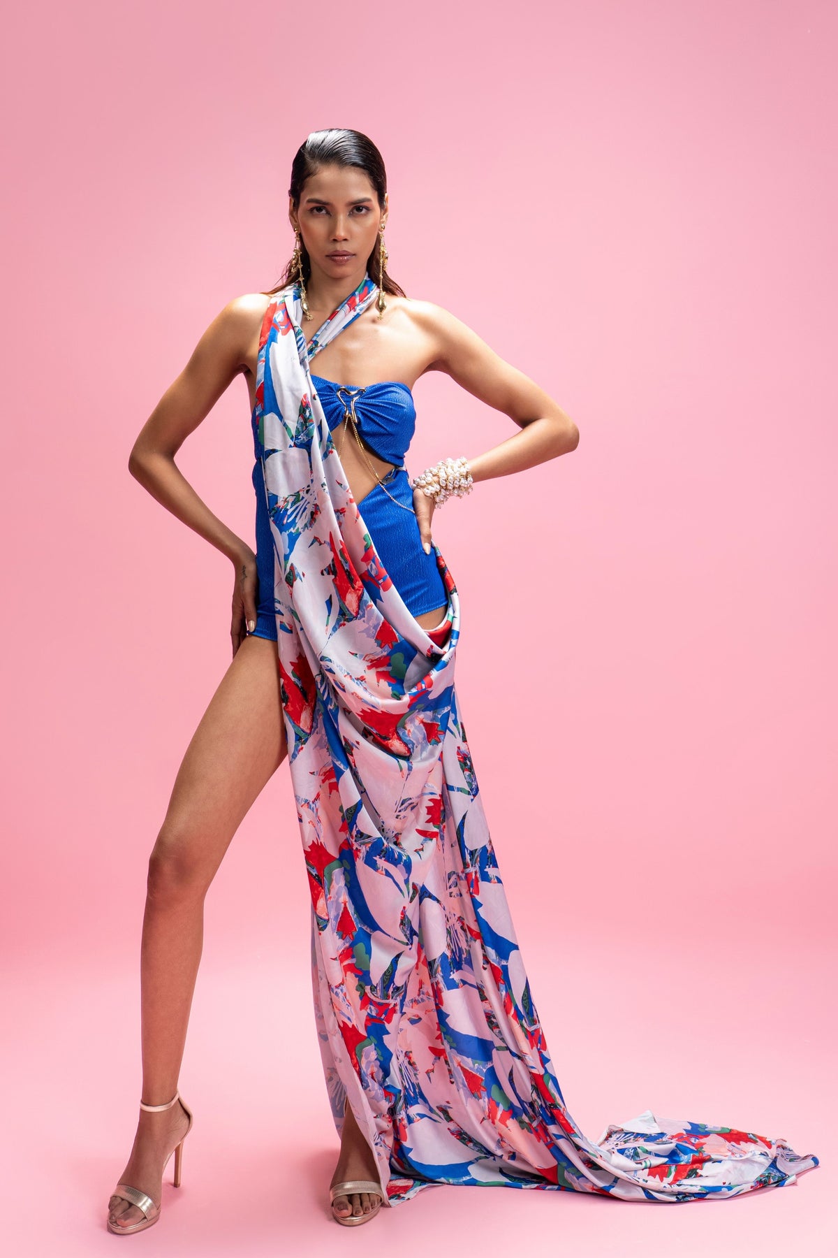 Bodysuit With Draped Cover-Up