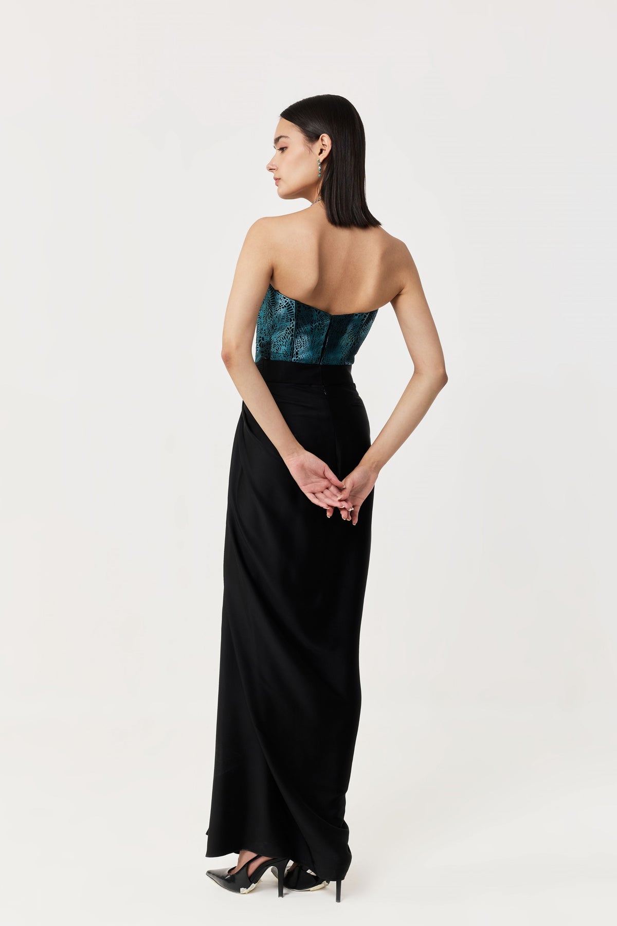 Moss Forest Emerald Teal Appliqué Corset Set